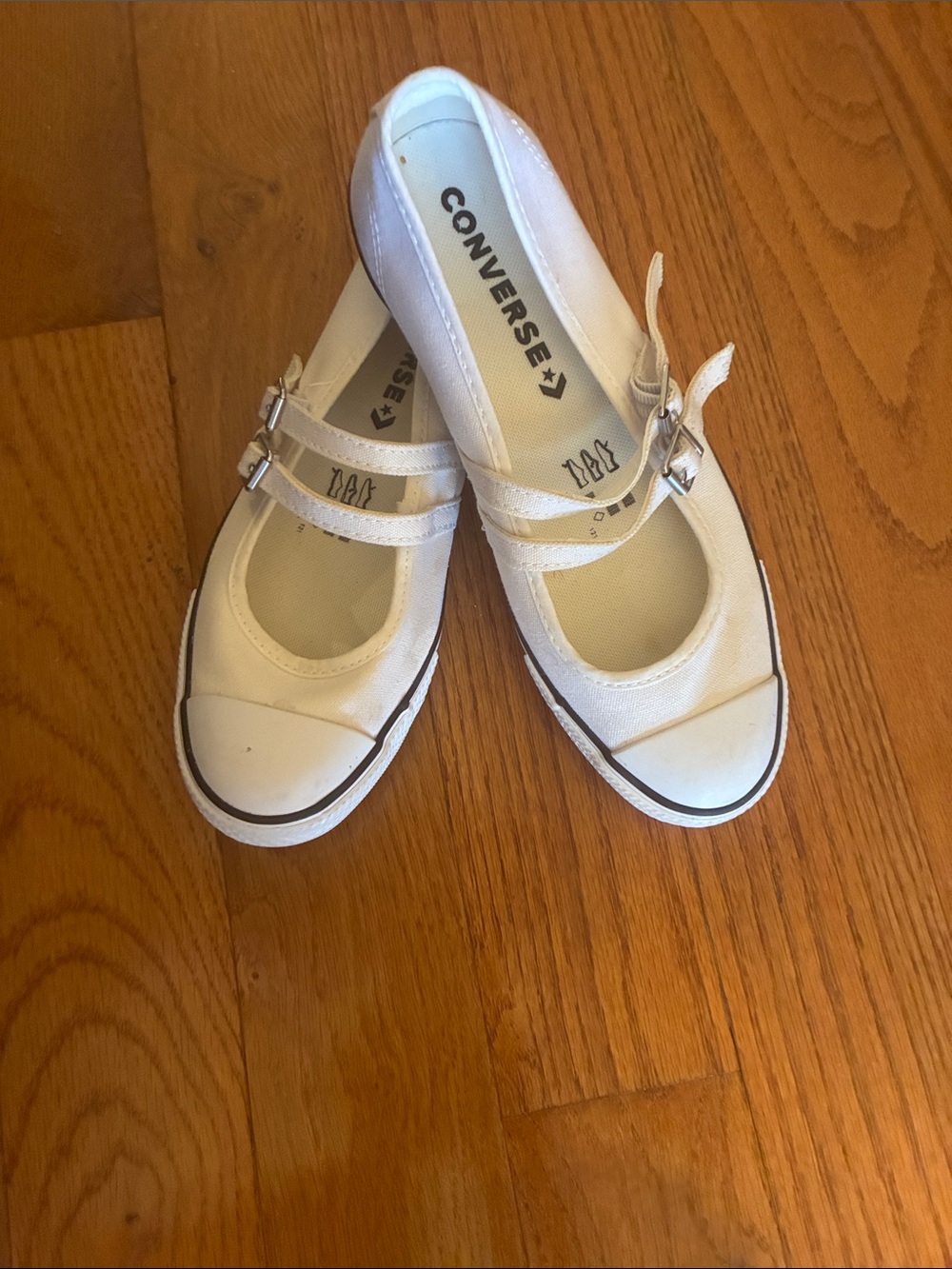 Converse White Double-Strap Mary Jane Sneakers for Kids